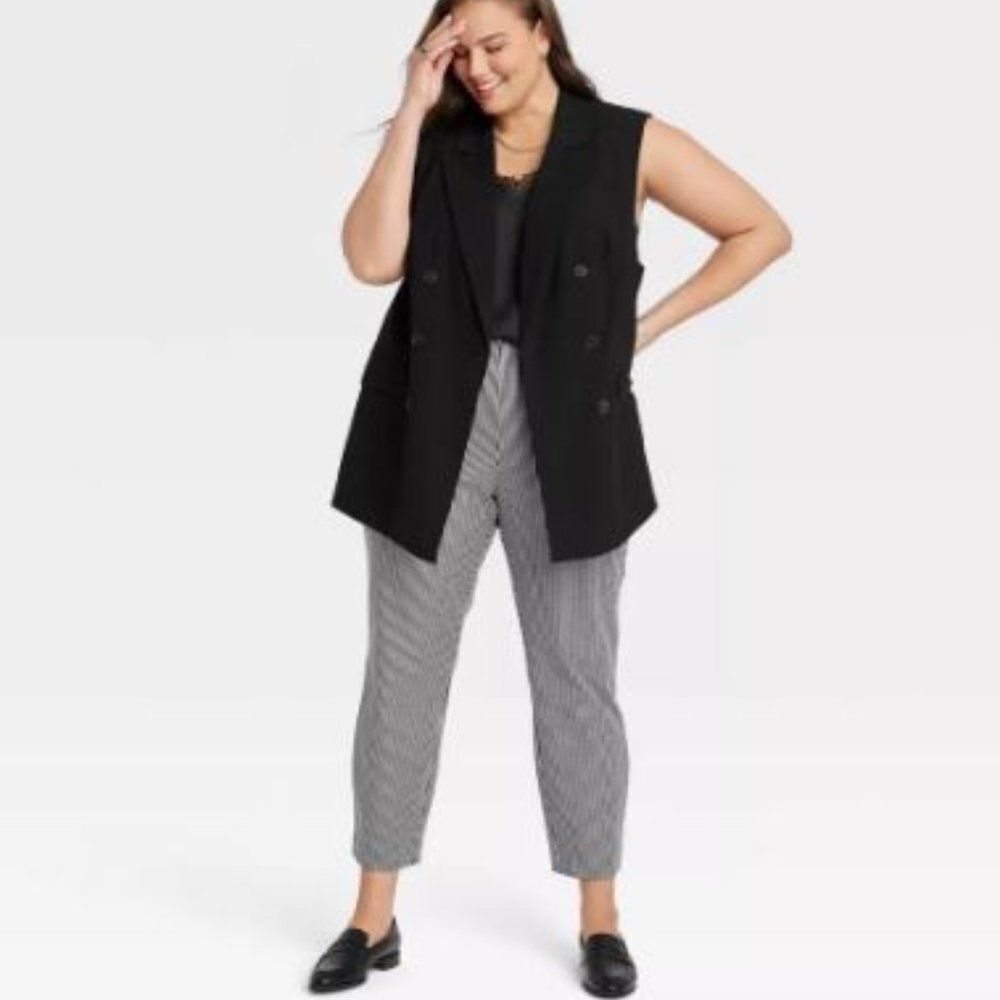 A New Day Black/White Striped Women's High-Rise Skinny Ankle Pants Size 24W